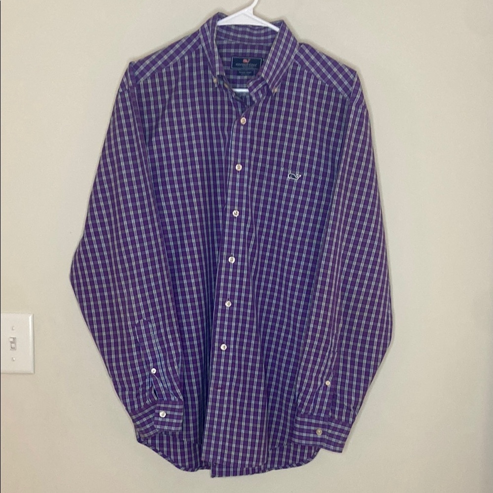Vineyard Vines Men's Purple Plaid Shirt